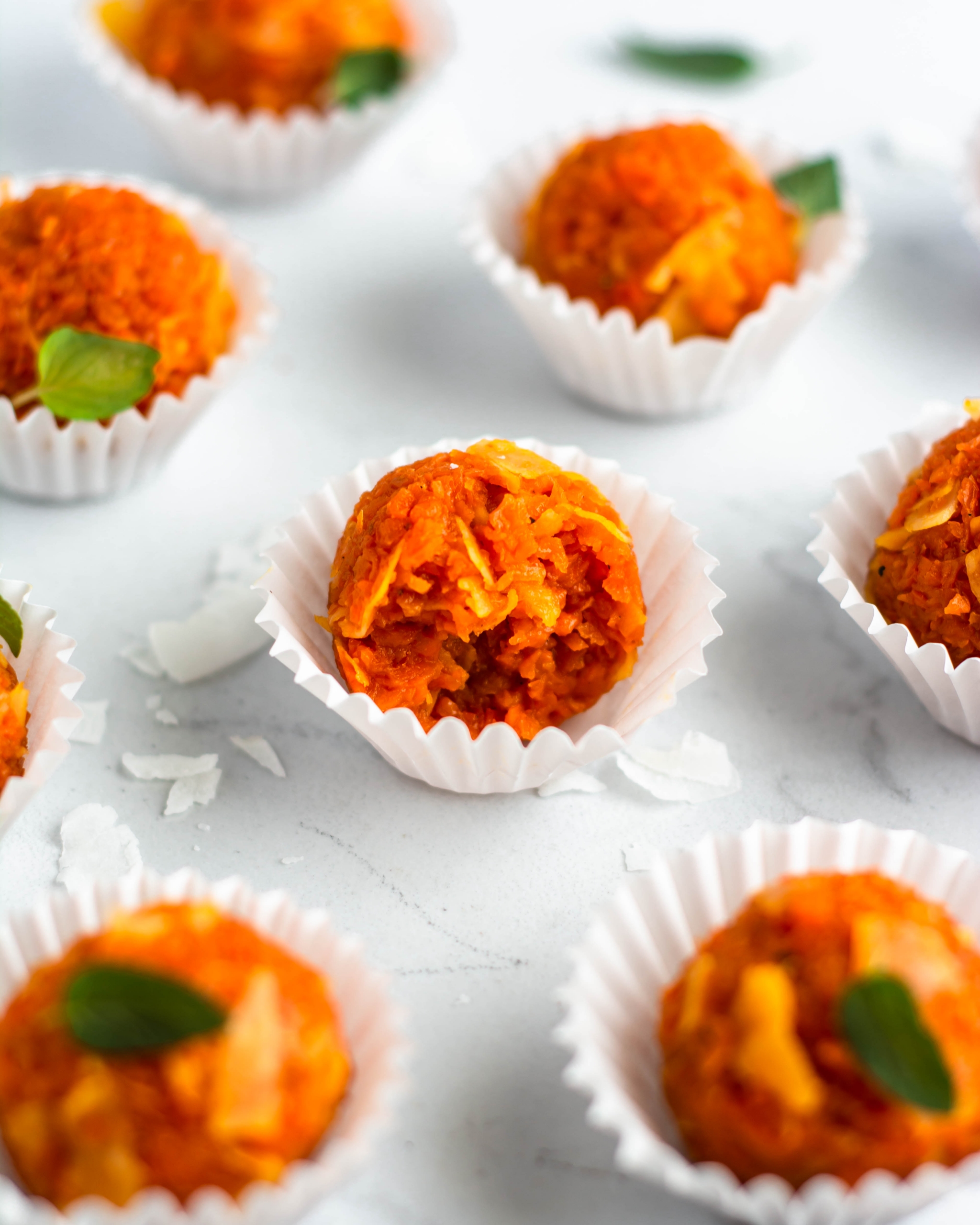 Carrot Truffles in white cups