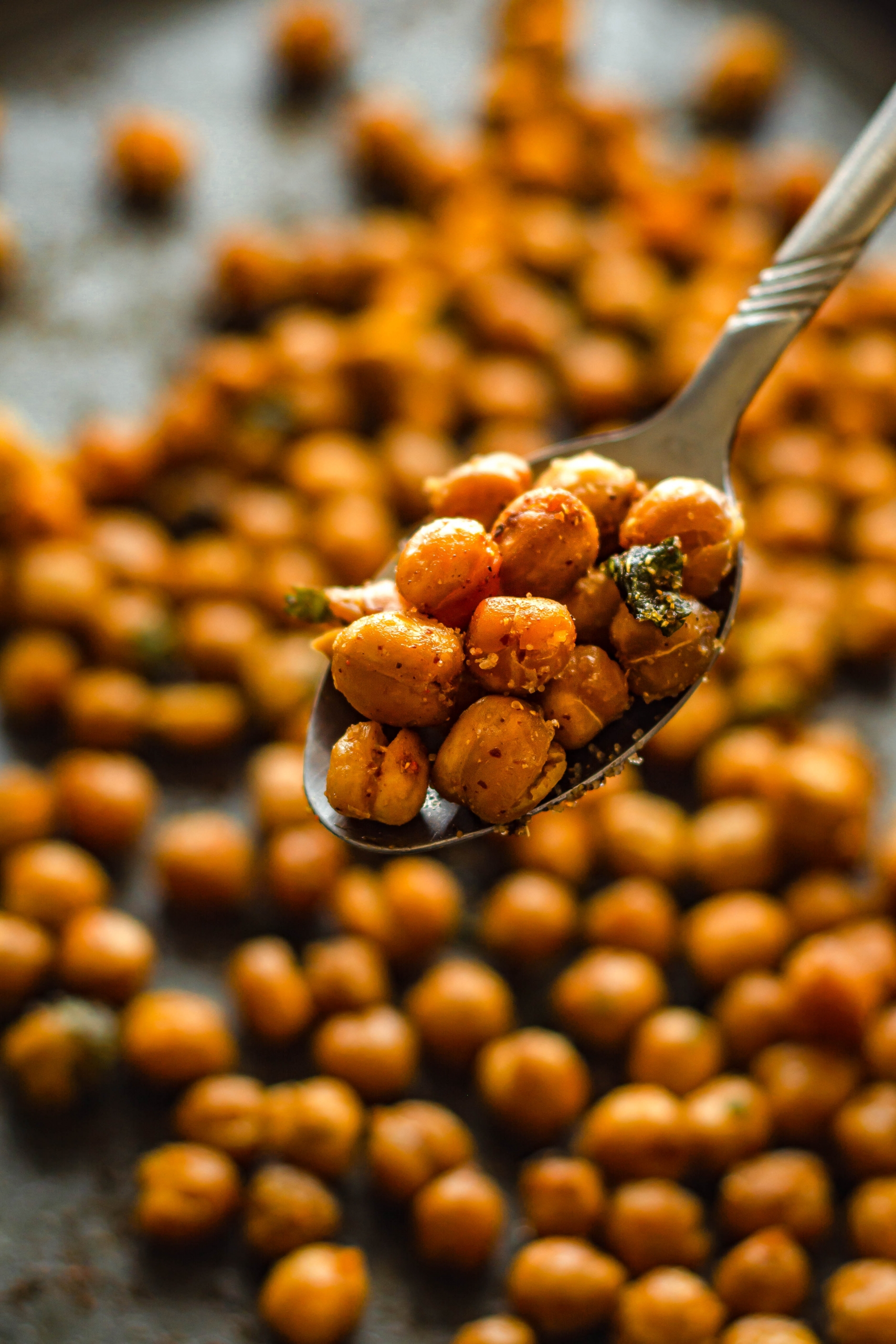 Roasted Chickpeas in a spoon